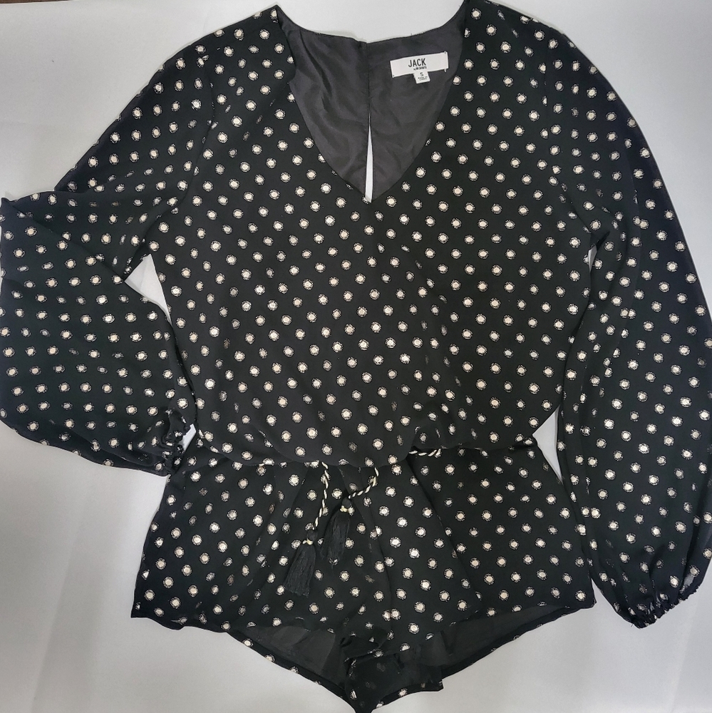 Black with gold dot design, size small Romper.